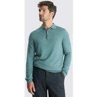 MOSS Merino Wool Rich Knitted Polo Shirt Teal
