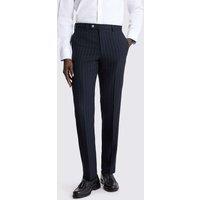 MOSS Tailored Fit Striped Stretch Suit Trousers Navy Mix