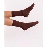 Chinti & Parker Knitted Plain Ankle Socks with Wool Dark Brown