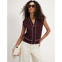 River Island V-Neck Cardigan Burgundy