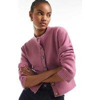 River Island Crew Neck Button Front Relaxed Cardigan Pink