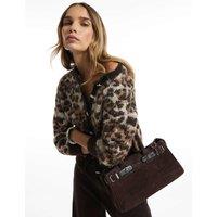 River Island Leopard Print Button Front Cardigan Beige Mix