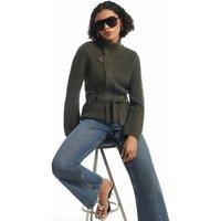 River Island Tie Rib Funnel Neck Cardigan Green