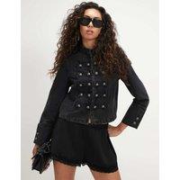 River Island Denim High Neck Jacket Black