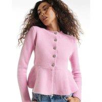 River Island Peplum Knitted Button Front Cardigan Pink