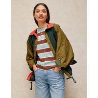 White Stuff Lightweight Hooded Showerproof Poncho Green Mix