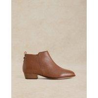 White Stuff Wide Fit Leather Block Heel Ankle Boots Tan