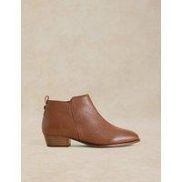 White Stuff Wide Fit Leather Block Heel Ankle Boots Tan