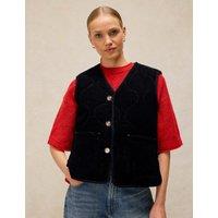 White Stuff Cord Fleece Reversible Gilet Navy