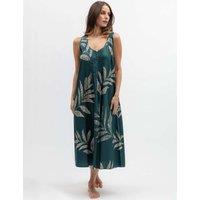 Cyberjammies Cotton Modal Leaf Print Pintuck Nightdress Teal