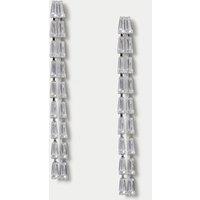 M&S Skinny Crystal Long Drop Earrings Clear