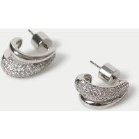M&S Platinum Plated Double Hoop Earring Silver