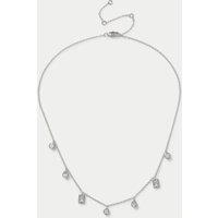 M&S Platinum Plated Mixed Shape CZ Necklace Silver