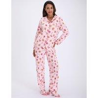 Boux Avenue Fleece Christmas Gingerbread Candy Cane Pyjamas in a Bag Pink Mix