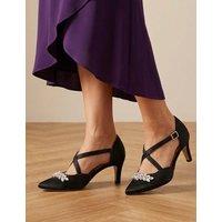Jones Bootmaker Leather Embellished Stiletto Heel Court Shoes Black