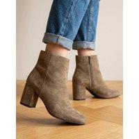 Jones Bootmaker Leather Block Heel Ankle Boots Taupe