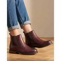 Jones Bootmaker Leather Chelsea Block Heel Boots Burgundy