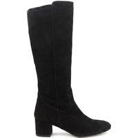 Jones Bootmaker Wide Fit Leather Stretch Long Boots Black