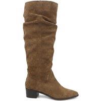 Jones Bootmaker Leather Low Heel Knee High Boots Brown