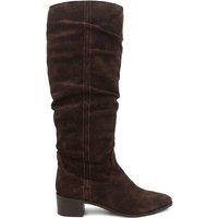 Jones Bootmaker Leather Low Heel Knee High Boots Chocolate