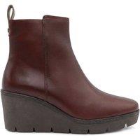 Jones Bootmaker Leather Wedge Heel Ankle Boots Burgundy