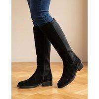 Jones Bootmaker Leather Stretch-Fit Long Boots Black