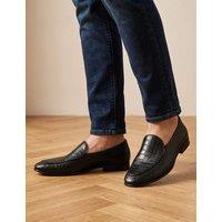 Jones Bootmaker Leather Croc Slip On Loafers Black