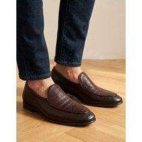 Jones Bootmaker Leather Croc Slip On Loafers Burgundy