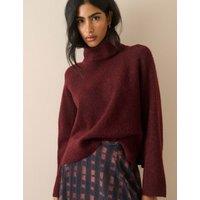 Nobody's Child Roll Neck Relaxed Jumper with Wool Burgundy
