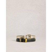 White Stuff 2 Pack Leather Jeans Belt Black Mix