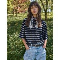 White Stuff Pure Cotton Striped T-Shirt Navy Mix