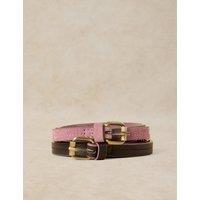 White Stuff 2 Pack Leather Jeans Belt Pink Mix