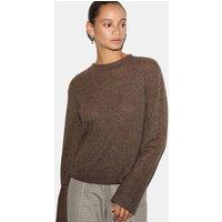 Jigsaw Pure Cashmere Striped Round Neck Jumper Brown