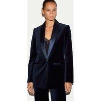 Jigsaw Velvet Tailored Shawl Collar Blazer Navy
