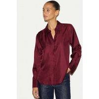 Jigsaw Pure Silk Collared Relaxed Shirt Burgundy