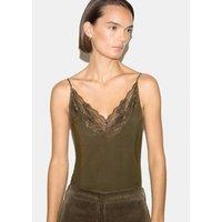 Jigsaw Modal Rich V Neck Lace Insert Cami Top Dark Green