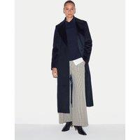 Jigsaw Pure Wool Collared Longline Duster Coat Navy