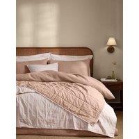 YARD Hebden Washed Striped Quilted Bedspread Soft Pink