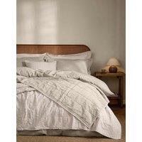 YARD Hebden Washed Striped Quilted Bedspread Oatmeal