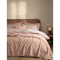 YARD Hebden Washed Cotton Quilted Bedspread Soft Pink