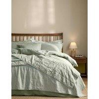YARD Hebden Washed Striped Quilted Bedspread Light Green