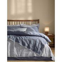YARD Hebden Washed Striped Quilted Bedspread Pale Blue