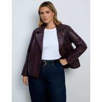 Live Unlimited London Leather Biker Jacket Plum
