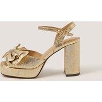 Monsoon Metallic Bow Ankle Strap Platform Sandals Gold