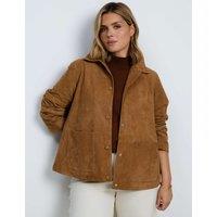 Live Unlimited London Suede Collared Biker Jacket Tan