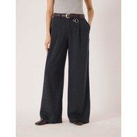 HUSH Jersey Tailored Wide Leg Trousers Charcoal