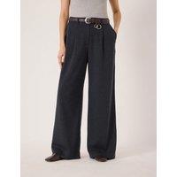 HUSH Jersey Tailored Wide Leg Trousers Charcoal