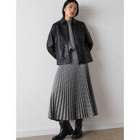 Whistles Checked Pleated Midi A-Line Skirt Grey Mix