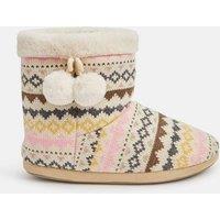 ACCESSORIZE Fair Isle Faux Fur Lined Slipper Boots Multi