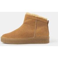 ACCESSORIZE Suede Faux Fur Lined Ankle Boots Tan